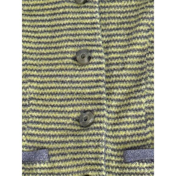 Anthropologie MOTH Sweater Yellow Silver Stripe Retro 40s Coquette Fall Winter - Picture 5 of 10